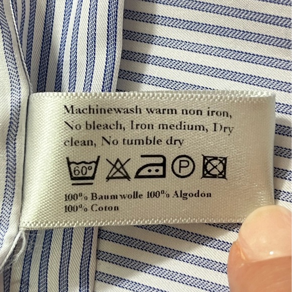 Eton Contemporary Fit Dress Shirt 47 18.5 = 3XL Blue/White Pinstripe Office - Picture 8 of 8